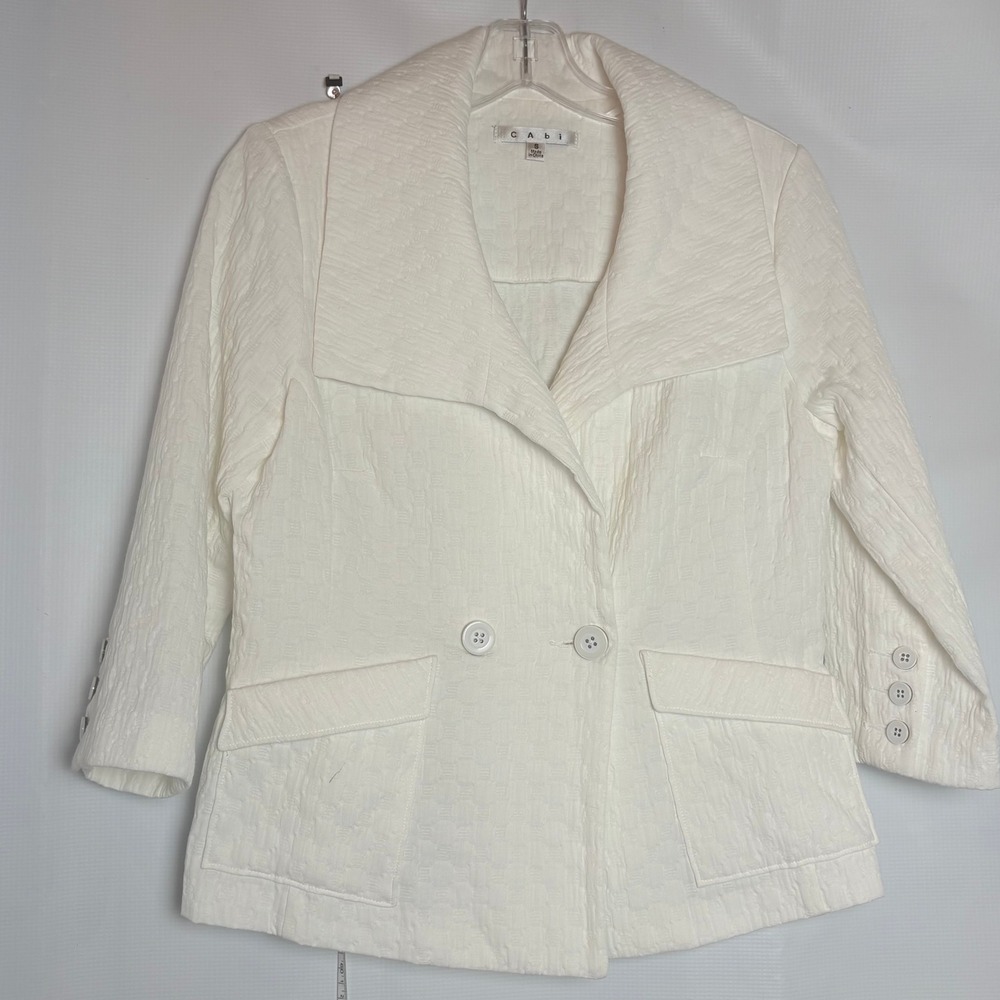 Cabi Club Blazer Double Breasted Textured Jacket Ivory White Style‎ 212 S Career